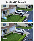 4K Ultra HD Security Camera System With 10 Inch Touch Screen NVR And Four 8MP Outdoor Cameras, showing resolution comparison