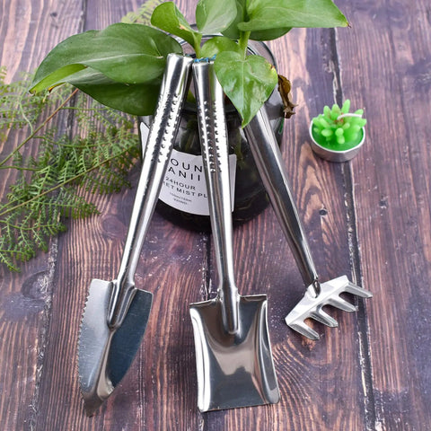 mini garden tools for succulents Three Piece Mini Garden Tools Set Stainless Steel Triangle Shovel Square  Transplant Spade And Hand Rake Lightweight For Loose Soil Succulents Potted
