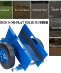 Heavy Duty Panel Dolly For Doors And Drywall, 1100 Pound Capacity displayed on 10-inch solid wheels on various terrains