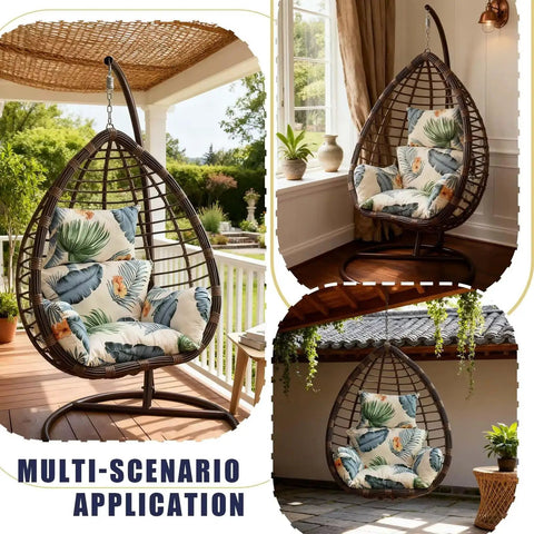 Patio Hanging Egg Chair Cushion Replacement Thick Seat Pad For Outdoor Hammock Swing Chair Black Ultra Plush Comfort