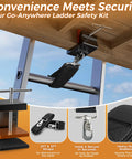 Stability Anchor Ladder Safety Clamp Kit With 2 Ft And 3 Ft Straps Anti Slip Pad Gutter Guard Fall Protection Ladder Stabilizer for solo work.