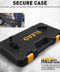 Impact Hex Socket Set 36-Piece With Adapters case, black with yellow accents, secure latch, ideal for auto techs and DIY warriors