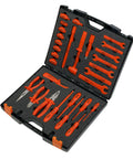 Insulated 29 Piece Tool Kit With Half Inch Drive Ratchet, Chrome Vanadium Sockets, Extensions And Adapters shown in case
