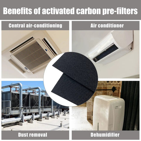 Carbon Fabric Filter Replacement 16 By 48 By 0.12 Inches Activated Charcoal HEPA AC Vent Filter Cut To Fit in various uses.