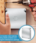 Built Tough 4 Inch Square Metal Electrical Box Covers Set Of 6 With One Half Inch Knockout And Angled Mounting Slots For Easy Flush Install On Standard Junction Boxes installed on a junction box