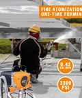 Heavy Duty Airless Paint Sprayer With Stand 3300 Psi Motorized Spray Machine in use for fine atomization on deck.