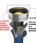 Close-up of 6 Ft Burst-Proof Washing Machine Hoses Dope Durability 3-Layer PVC Coated Stainless Steel with fittings and washers