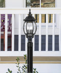 Three Light Outdoor Post Lantern In Textured Black With Clear Beveled Glass Panels, 21 Inch Tall, 7.38 Inch Wide