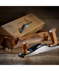 Low Angle Jack Plane, Sweetheart No 64 Style, Old School Pro Hand Tool on wooden table with packaging in background