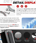 Detail display showing 6 Foot Stainless Steel Washing Machine Hose 2 Pack Burst Proof Braided Hoses For Hot And Cold Water Supply.