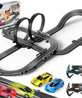 Epic Slot Car Race Track Set For Kids With Four High Speed Cars Two Hand Controllers Circular Overpass Track