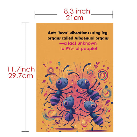 52 Weird Science Facts Posters Pack For Classrooms And STEM Education poster featuring ants and vibration fact, 8.3x11.7 inches