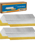 Rock Solid Galvanized Steel 34 Degree Angled Finish Nails 15 Gauge Two Inch Half Length 1200 Count Box for air nailers in packaging.