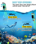 Illustration showing function of dry top valve in Dry Snorkel Set With Panoramic Wide View Anti Fog Mask For Adults And Kids underwater.