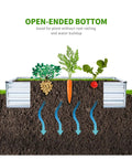 Two Pack Galvanized Raised Garden Bed Kit 6 By 3 By 1 Feet Metal Planter For Flowers Vegetables And Herbs Durable Anti Rust Open Bottom Design No Fuss Easy Assembly diagram showing open-ended bottom with soil and plants.
