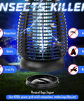 Outdoor Bug Zapper With 4200V High Voltage Insect Killer Waterproof LED Light For Mosquitoes Flies And Gnats Perfect For Patio Backyard Porch Garage And Indoor Outdoor Home Use showcasing design and function.