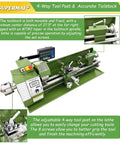 Intsuprm Mai 8 X 29.5 Inch Mini Metal Lathe Dual Chuck Double Head With Digital Readout Auto Feed High Precision Engine Turning Machine for precise machining with adjustable 4-way tool post.