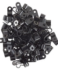 GTSE black nylon cable clamps with 1/4 inch screw mounts for cable, rope, and tube management, 100-pack
