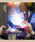 Welder practicing skills with 24 Pcs Welding Coupons 2x4 Inch 11 Gauge Mild Steel Plates Kit for MIG TIG Stick ARC Gas Training