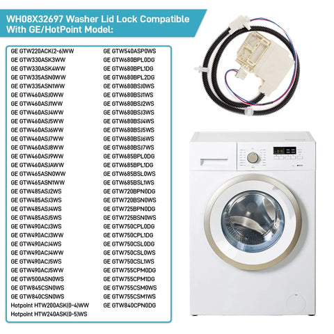 Washer Lid Lock Service Kit For Heavy Duty Front Load Washers Replacement Easy Install and compatible model list