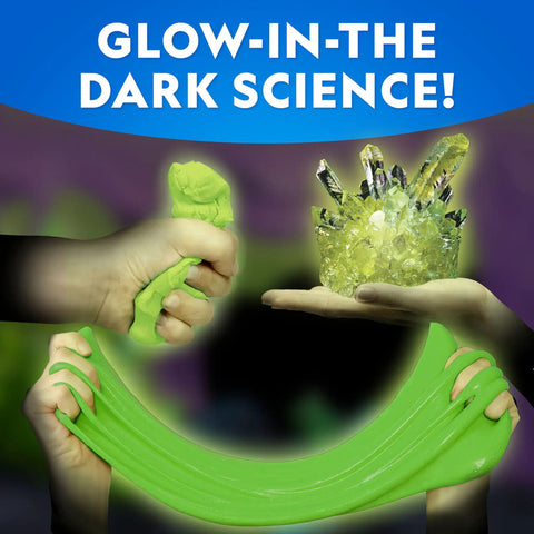 Glow In The Dark Science Lab Kit For Kids With Crystal Growing Slime Making Glowing Putty And More Experiments Amazon Exclusive Slime Kit For Boys And Girls, green slime and crystal image