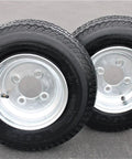 Heavy Duty 4 Lug Trailer Tire And Wheel Set 4.80-8 Size, Galvanized 6 Ply Load Range C, Set Of 2 For Boat And Small Trailers
