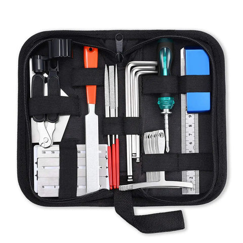 All In One 25 Piece Guitar Repair Kit With Carry Case For Acoustic Electric Ukulele Bass Banjo Tools Hex Wrenches Files