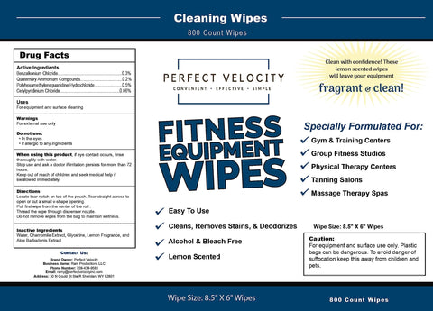 Label of Pro Grade Gym Equipment Wipes Refill Pack Four Rolls Of Eight Hundred Pre Moistened Cleaning Wet Wipes showcasing features and uses