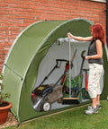 Outdoor Bike Shelter For Two Bikes Made With 210D Oxford Fabric PU4000 Waterproof Coating And Reinforced With Fiberglass Rods