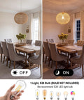 Mgcanyu 16in Rattan Pendant Light, Boho Wicker Hanging Lamp for Dining Room, woven globe shade over dining table.