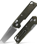 Ultra Thin EDC Knife With 2.9 Inch S35VN Blade And Titanium Handle, Precision Ground Tanto, spider-web design on handle