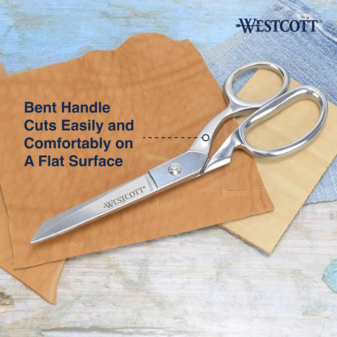 Heavy Duty Bent Fabric Scissors With 8 Inch Forged Blades And Precision Ground Knife Edge For Seamless Cutting, Perfect For Sewing, Crafts, And Office Projects. Bent handle on fabric