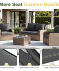 Replacement Outdoor Cushions Set For Patio Furniture, 4 Piece Deep Seat Cushions installed on wicker patio set, grey