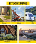 Extensive usage of Rock Solid 25 Foot 50 Amp Generator Extension Cord With Nema 14 50P To Raw End Wire for home, work, RV, outdoor, and yacht.