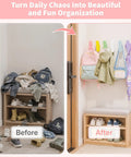 Gotta Love These Sweet Wall Hooks For Backpacks And Kids Rooms Six Pack Dreamy Rainbow Macaron Colors on a wall beside organized backpacks.