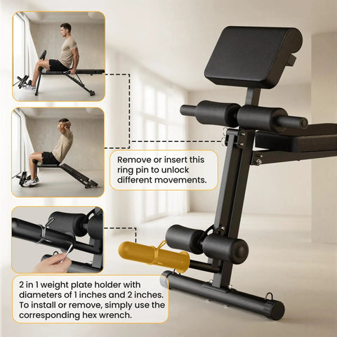 Adjustable Weight Bench For Home Gym With Foldable Frame And Wheels Leg Extension And Curl 770 Lbs Capacity features