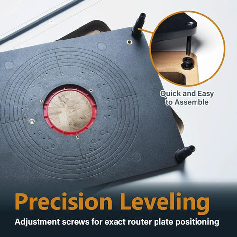Built Tough 24 By 32 Inch Router Table Top And Heavy Duty Workstand with Precision Mounting Plate and leveling adjustment screws.