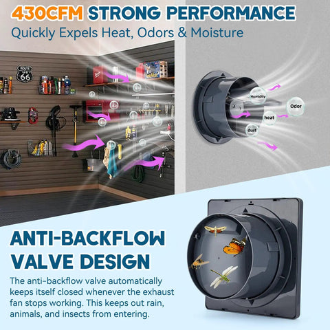 Solar Powered Exhaust Fan Kit With 8 Inch High Speed Vent Fan 25W Solar Panel Bracket Anti Backflow Valve Power Adapter For Shed Greenhouse And Attic Ultra Quiet Brushless Motor Perfect For Shed Greenhouse Attic And Garage Use With Easy Installation