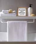 Do Not Flush Sign for Bathroom 6x6 Inch Wooden Frame Flush Only Toilet Paper Sign for Business or RV Restroom Guest Toilet Wall Decor