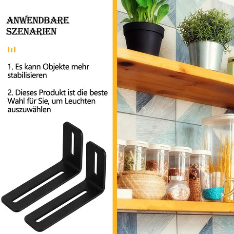 6 Pcs Adjustable Slotted L Brackets Black Right Angle Corner Braces With Two Slot Holes For Wood Furniture And PC Case displayed
