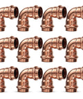 12 Pack Copper Press Fittings Three Quarter Inch By Three Quarter Inch 90 Degree Elbow Zero Lead Copper Coupling For DIY Plumbing Use With Hydraulic Press Tool