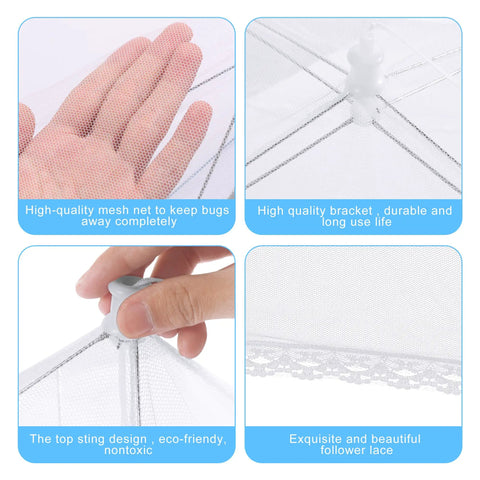 Close-up of Outdoor Mesh Food Covers Set 10 Pack Pop Up Tents, showing mesh material and foldable design for camping use.