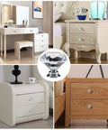12 Pack Diamond Shaped Crystal Glass Drawer Knobs 30mm Cabinet Pull Handles in silver finish on various furniture pieces