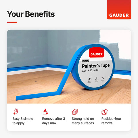 Blue Painter Tape 1 Inch By 55 Yards Six Pack For Renovations And DIY Projects shown on wooden floor with sharp edges