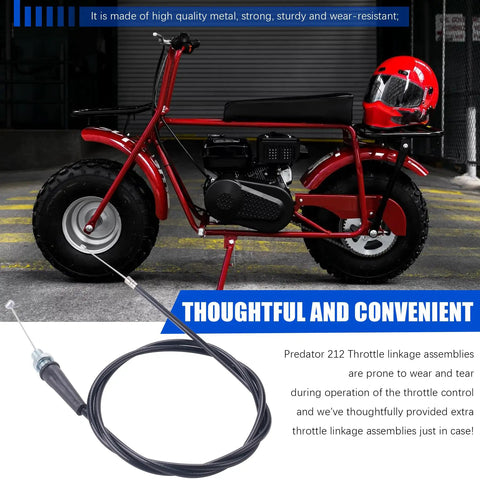 Throttle Linkage Kit And Governor Control Assembly For Predator 212 And 196cc Engines with cable and mini bike in background