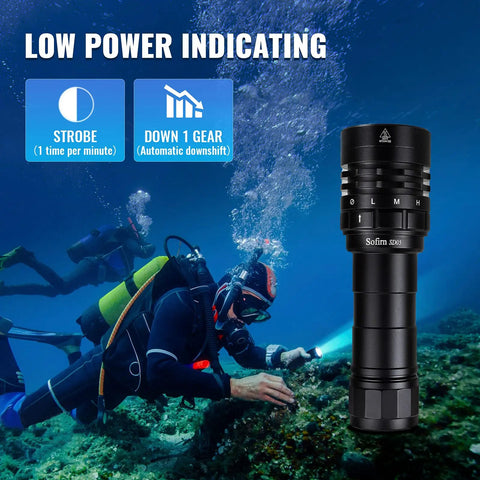 Powerful Dive Light 3000 Lumen 5000K Natural White Underwater Flashlight with diver in reef setting