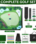 Sticky Golf Chipping Game Set With 6x6 Foot Metal Frame for Backyard Hangout and Indoor Outdoor Practice, showing components