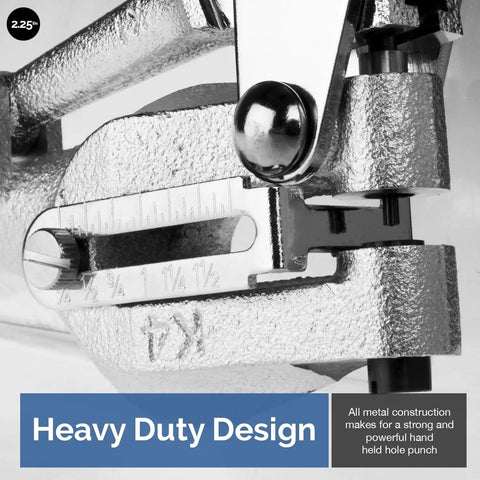 Close-up of Handheld Power Punch Kit for Precise Holes in Sheet Metal with chrome vanadium Cr V construction, heavy-duty design.