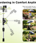 Adjustable umbrella for Garden Kneeler And Chair With Umbrella, 2-In-1 Foldable Garden Stool With Adjustable Bracket in use outdoors