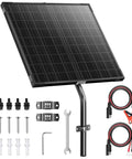 12V Solar Panel Kit For Electric Fence With Smart MPPT Controller 20W Waterproof Trickle Charger Maintainer Tubular Bracket SAE Cables